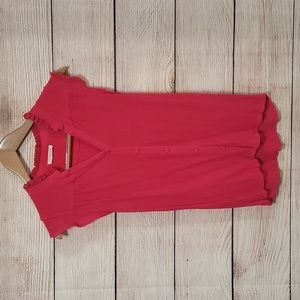 💘 LOVESTITCH Women's Red Ruched Short Sleeve Blouse Top Small